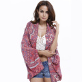 Fashion printing flowers beachwear cardigan women cover up polyester beach pareo